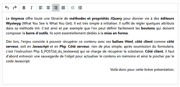 Editeur de texte Html avec mise en forme des paragraphes