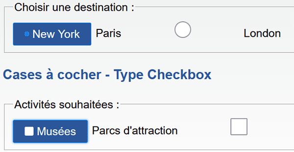 Styles case à cocher et bouton radio en Jquery sur page Internet