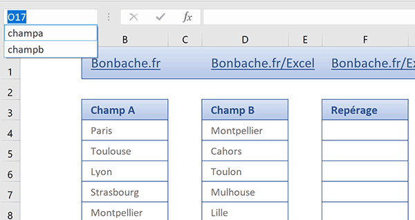 Noms des colonnes Excel à exploiter dans la syntaxe des formules matricielles