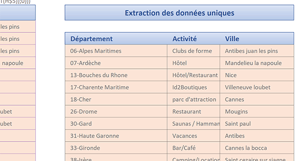 Créer des listes Excel purgées de leurs doublons par formules matricielles