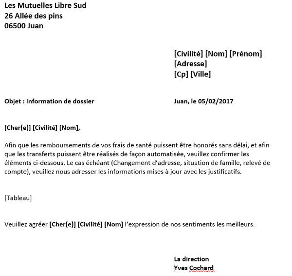 Présentation professionnelle de lettre Word mise en page