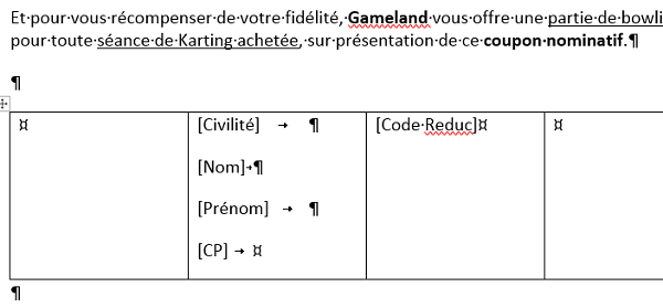 Saisir dans les cellules dans tableau Word