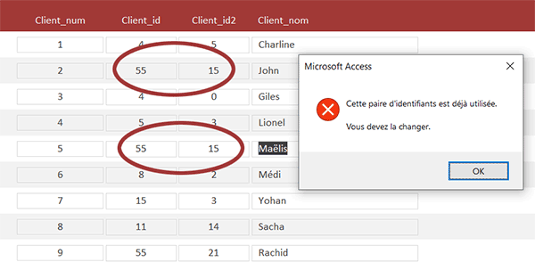 Interdire doublons paires identifiants sur formulaire VBA Access