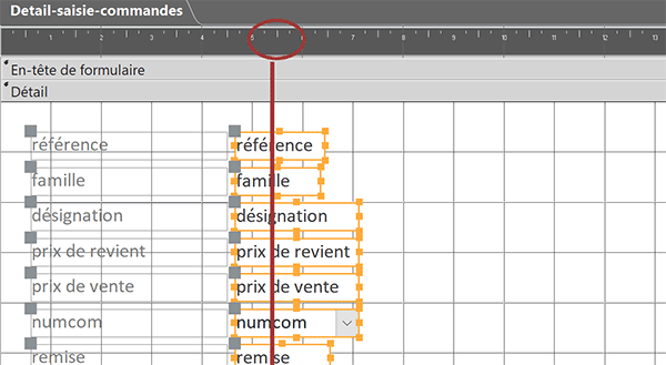 Sélectionner tous les contrôles du formulaire Access en un clic sur la règle horizontale