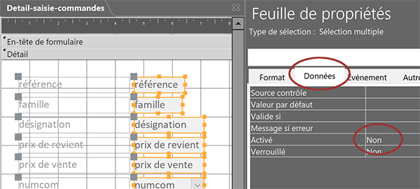 Désactiver les zones de texte du sous-formulaire Access pour les protéger des modifications