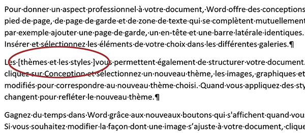 Texte sélectionné placé entre crochets par le code VBA Word