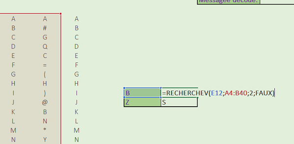 Recherche verticale de caractères codés dans tableau Excel