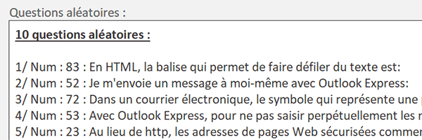 Générer des questions aléatoirement en VBA Access