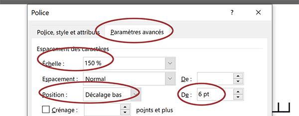 Corriger le défaut de décalage vertical des symboles et peignes Word avec le texte