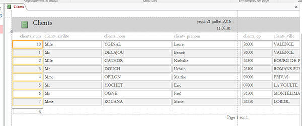 Création instantané état Access sur une table