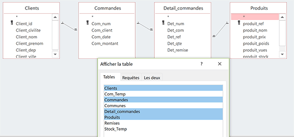 Créer une requête Access regroupant quatre tables pour construire un état restituant toutes les informations de la base de données