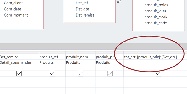 Champ calculé de requête Access pour livrer le total hors taxe par article selon la quantité achetée