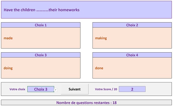 Application évaluation VBA Excel par questionnaires archivés en base de données Access