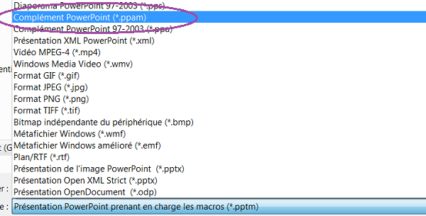 Code Visual Basic en complément ppam pour événements PowerPoint