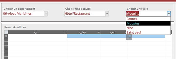 Listes déroulantes dépendantes sur formulaire Access à partir de données externes
