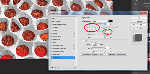 Style de calque, ombre portée Photoshop