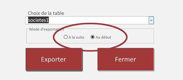 Formulaire Access pour exporter à la suite dans un tableau Word