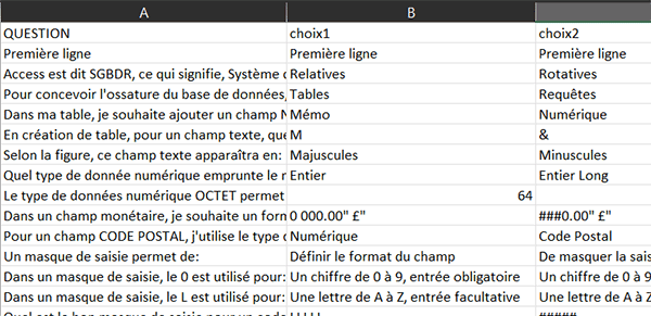 Exporter et ouvrir les données de la table Access dans une feuille Excel