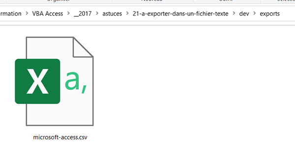 Exporter les données de table Access au format Csv par le code VBA