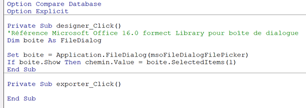 Code VBA Access pour désigner une autre base de données avec une boîte de dialogue standard