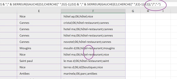 Traitement et remplacement de caractères dans chaîne de textes concaténés par formule Excel