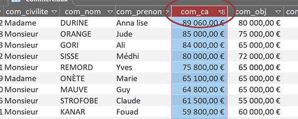 Sélectionner toutes les données d-un champ de table Access