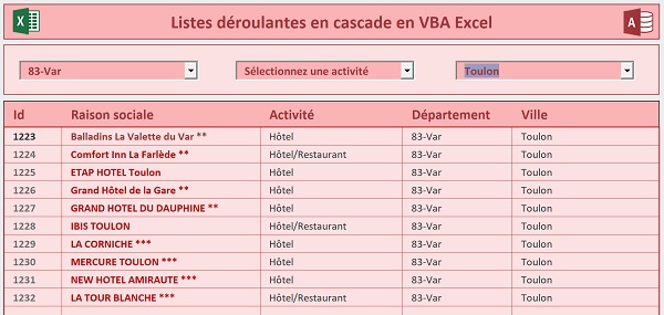 Informations extraites dans feuille Excel depuis base de données Access par code VBA