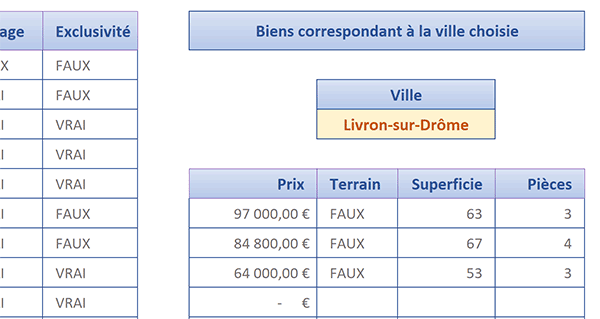 Extraire toutes les informations de la base de données en fonction du critère émis par formule matricielle Excel