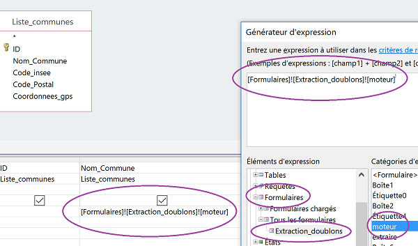 Générateur expression Access pour correspondance champs formulaire et requête au critère dynamique