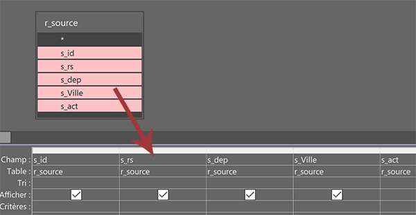Ajouter tous les champs sur la grille de requête Access