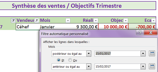 Filtre chronologique pour recouper résultat fonction BDSOMME Excel