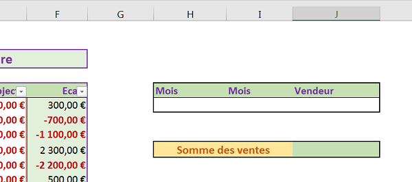 Plage de critères pour fonction de synthèse avec BDSOMME base de données