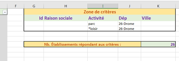 Multi-critères avec opérateur contient pour fonction de base de données BNNB