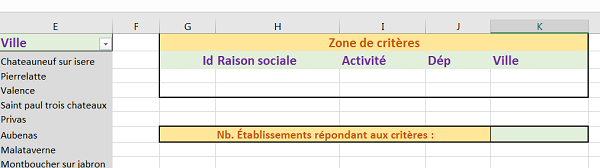 Zone critère et extraction pour dénombrer enregistrements avec BNNBVAL