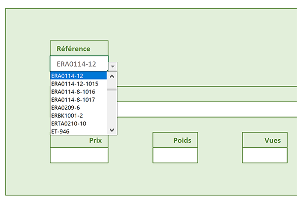 Liste déroulante Excel des références articles pour extraire les données croisées