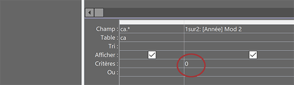 Critère sur champ calculé de requête Access pour extraire uniquement les lignes paires