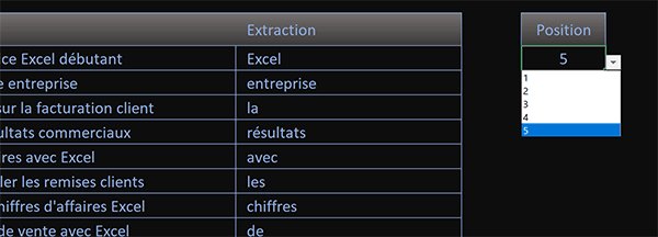 Prélever un mot dans un texte en fonction de sa position par calcul Excel