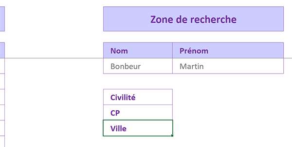 Zone de recherche Excel avec plusieurs critères à recouper