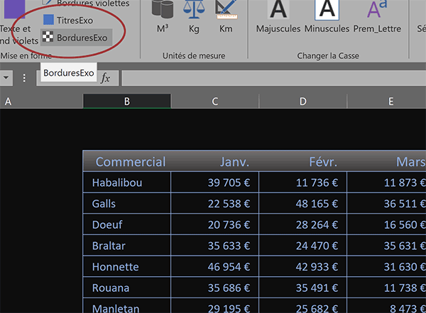 Mise en forme du tableau Excel après importation depuis le fichier PDF
