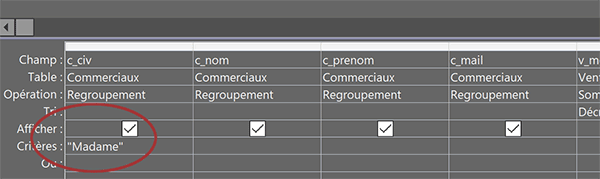 Critère de requête Access sur les plus grandes données à extraire