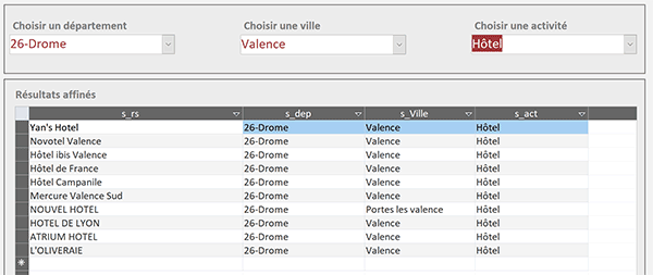 Extraction multicritère Access en fonction des choix réalisés avec trois listes déroulantes sur un formulaire