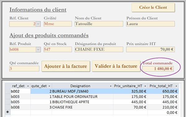 Facturation client dynamique avec formulaire Access et consolidation des données par code VBA