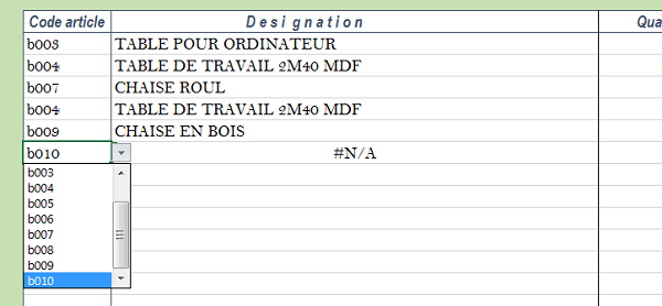 Liste déroulante dynamique dans feuille Excel