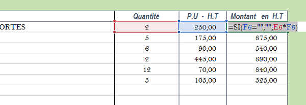 Condition pour réaliser le calcul des montants hors taxes