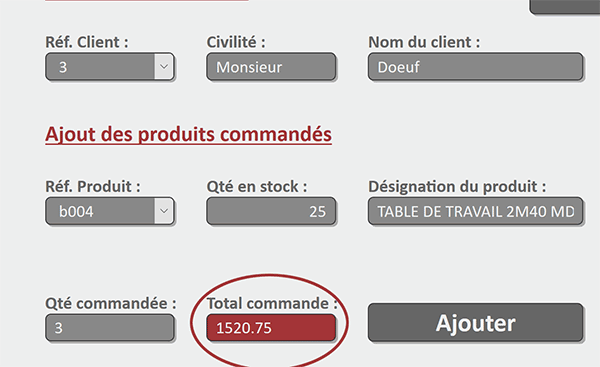 Consolider le montant total de la facture à chaque article acheté par code Javascript