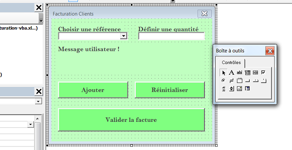 Boîte outils pour ajouter contrôles sur le formulaire VBA