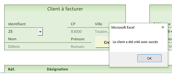 Créer un nouveau client en base de données Excel par le code VBA