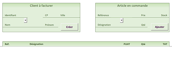 Feuille modèle Excel pour développer la facturation clients en VBA