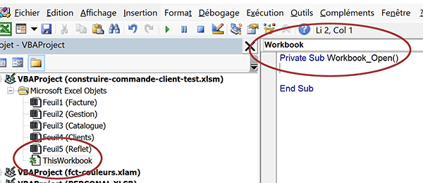 Procédure de code VBA Excel pour remplir listes déroulantes de la facture sur ouverture du classeur