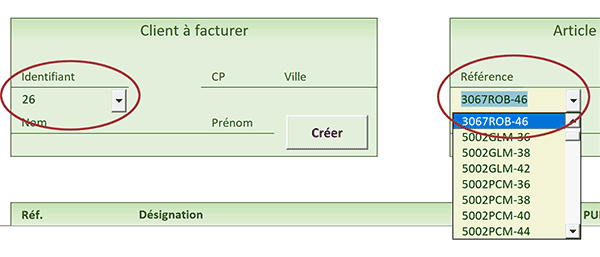 Remplir contenu des listes déroulantes sur ouverture du classeur Excel pour facturation VBA